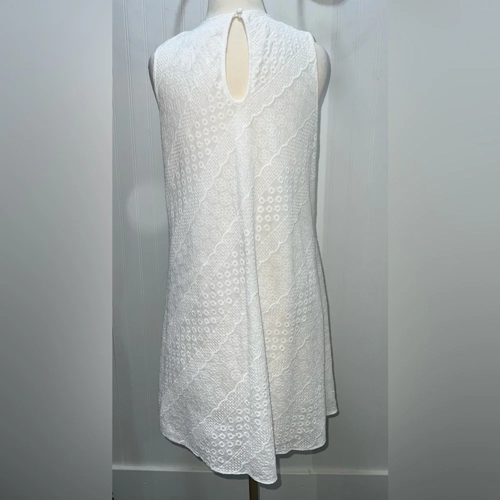 Calvin Klein White Textured/Eyelet Fabric Dress - Picture 4 of 5